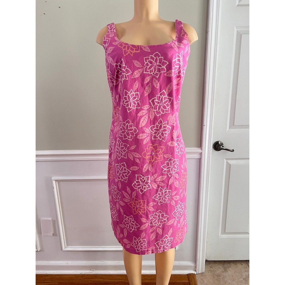 Sigrid Olsen Sport Sheath Dress Womens 14 Floral Sleeveless Pink Y2K Tropical - Picture 8 of 9